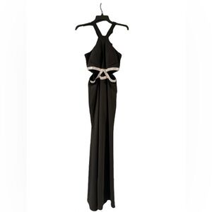 Xtraordinary halter formal Dress with Silver Accents